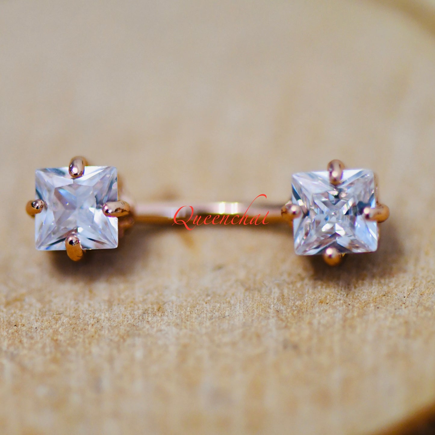 16G 316L Surgical Steel Square Clear CZ Navel Ring Belly Bar Belly Piercing Jewellery Birthstone Belly Button Ring