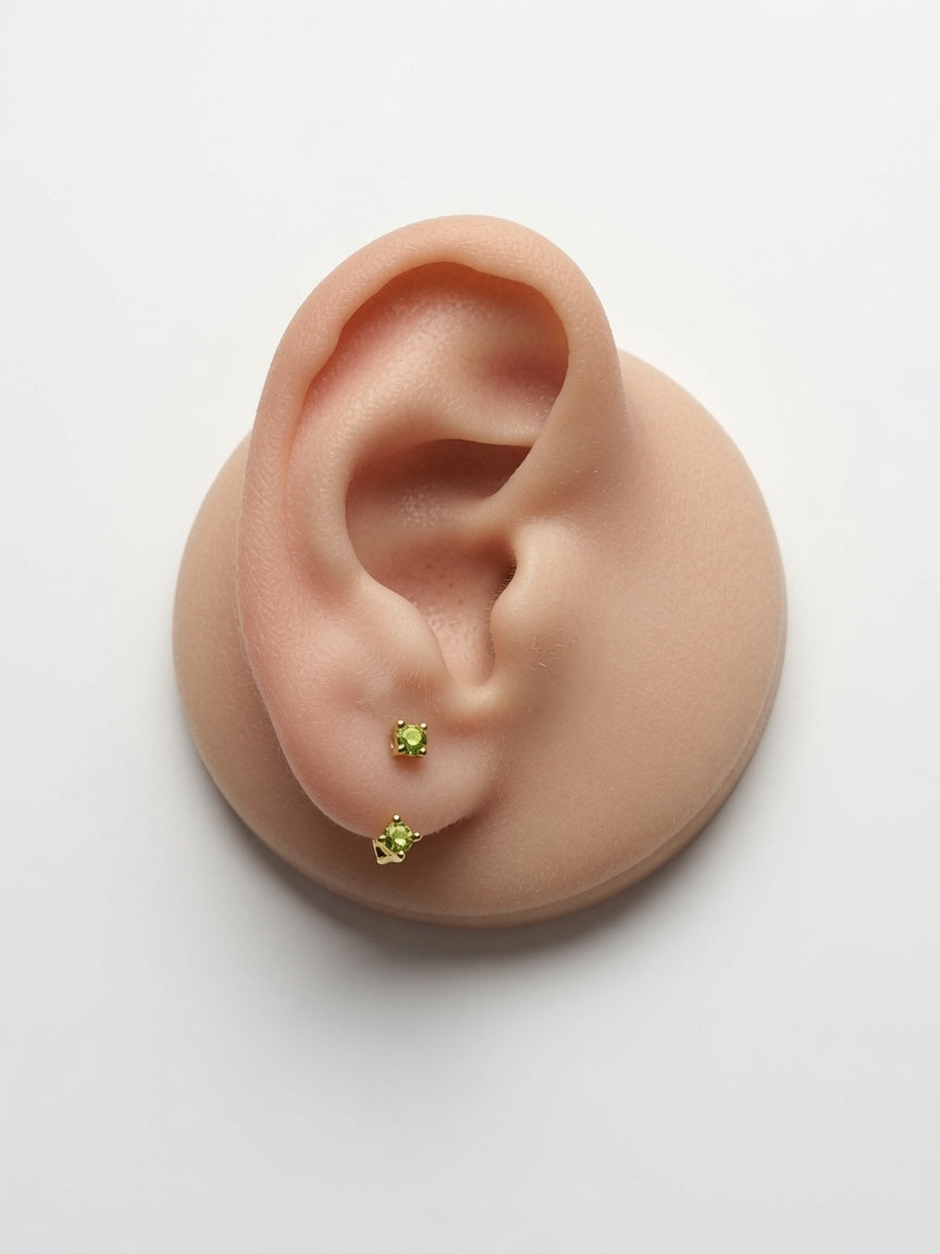 S925 Gold Plated Peridot Ear Jacket Earrings – August Birthstone