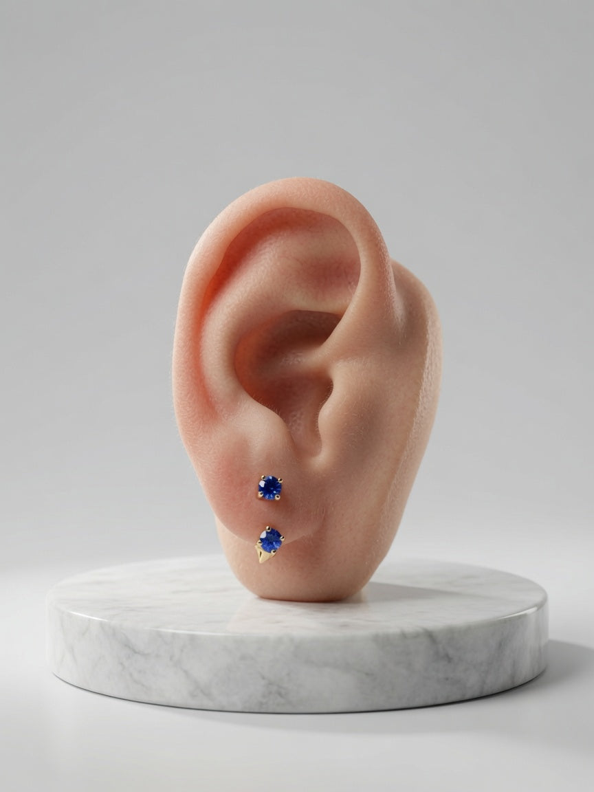 S925 Gold Plated Sapphire Ear Jacket Earrings – September Birthstone