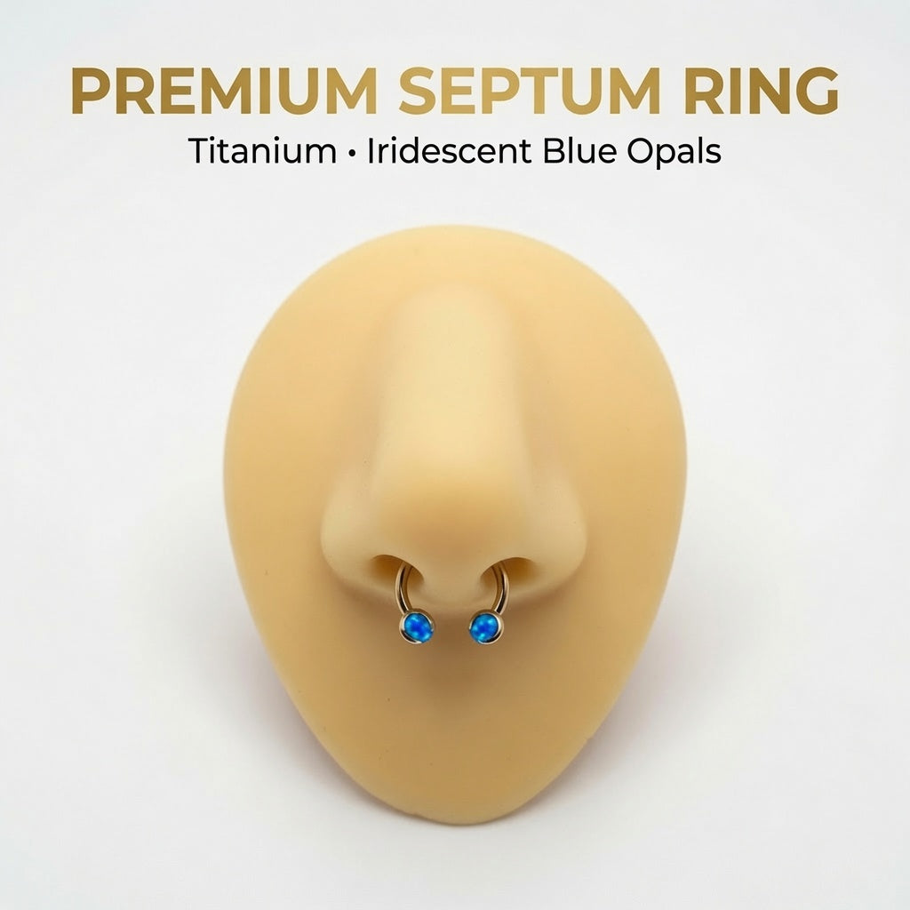 Titanium Rose Gold Internally Threaded Opal Septum Ring – 16G (1.2mm)