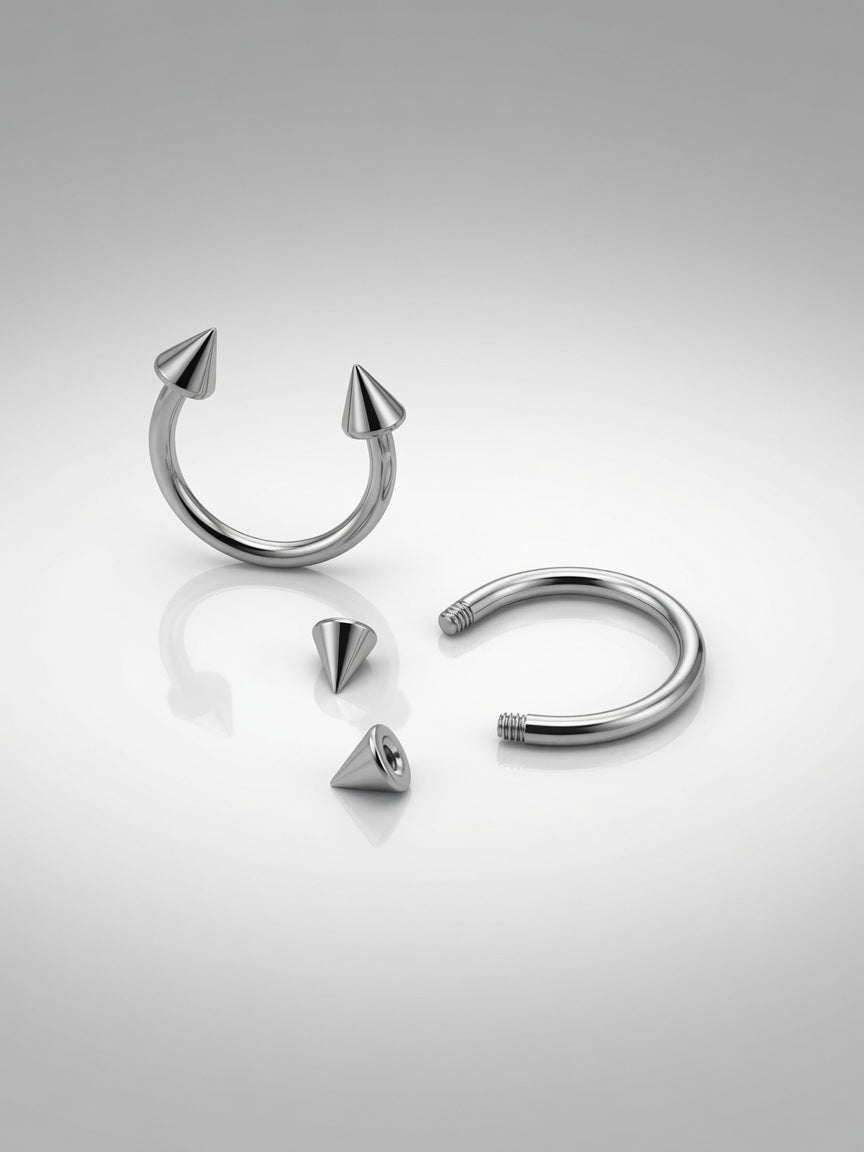Titanium Spike Horseshoe Septum Ring – 16G (1.2mm)