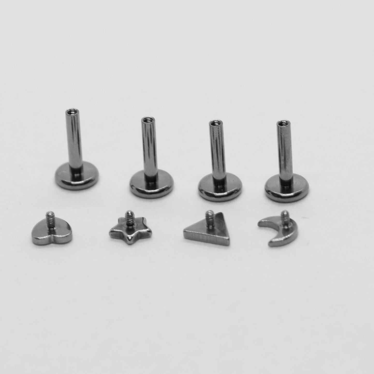 G23 Titanium 16G Internally Threaded Tiny Labret Star, Moon, Heart, Triangular Labret Piercing