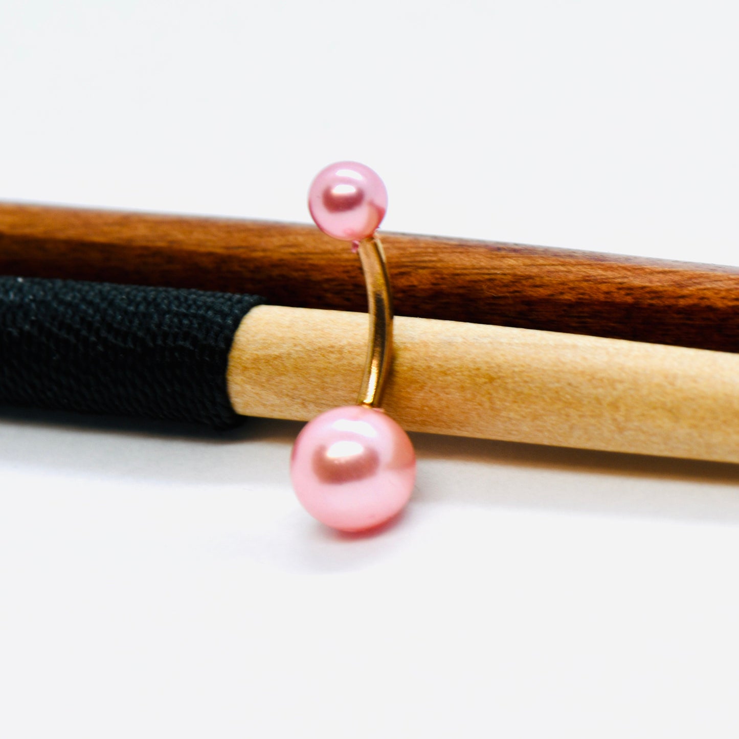 316L Surgical Steel 14G Pink Acrylic Pearl Belly Bar