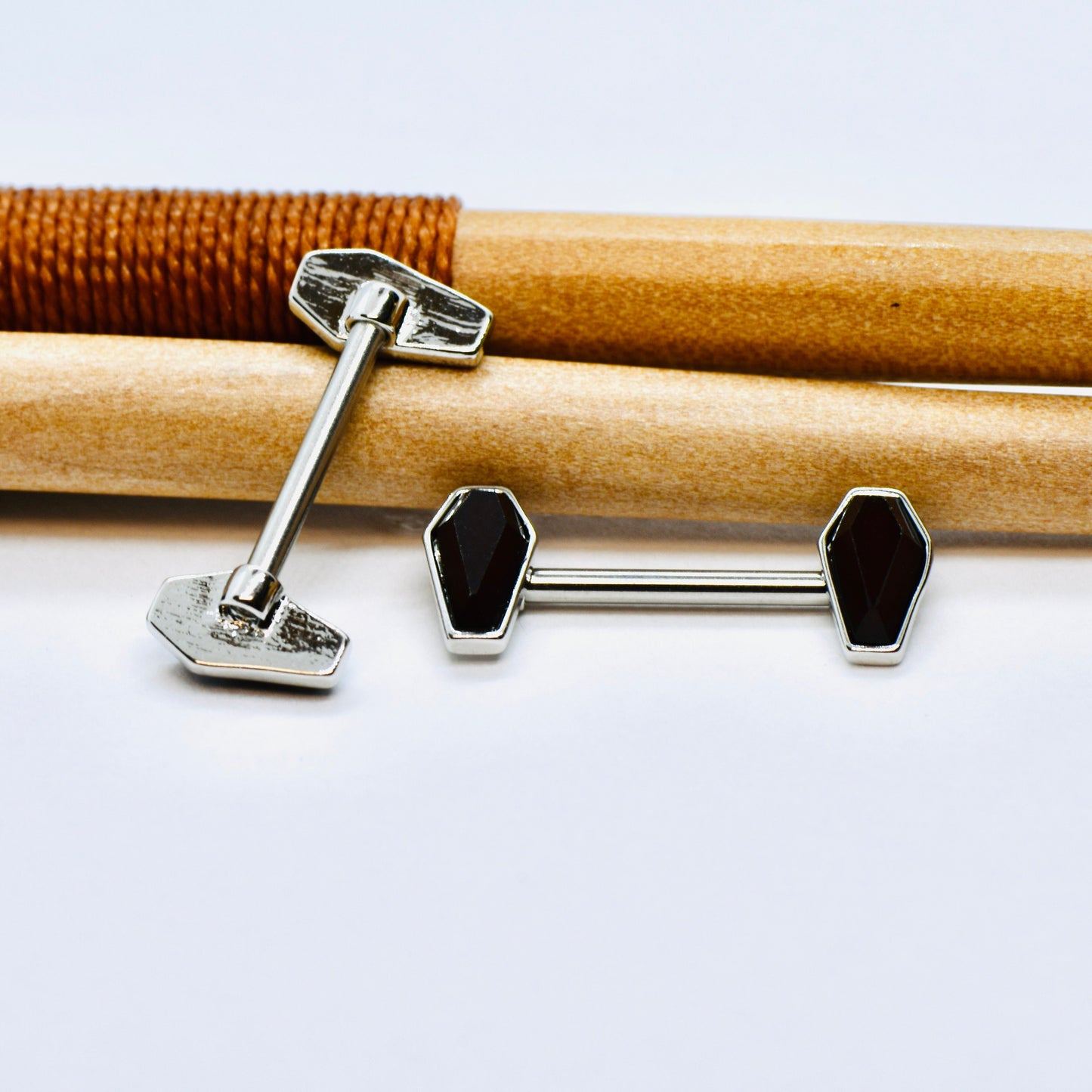 14G 316L Surgical Steel Nipple Bars With Shield Shape Ends, Nipple Piercing Body Jewellery