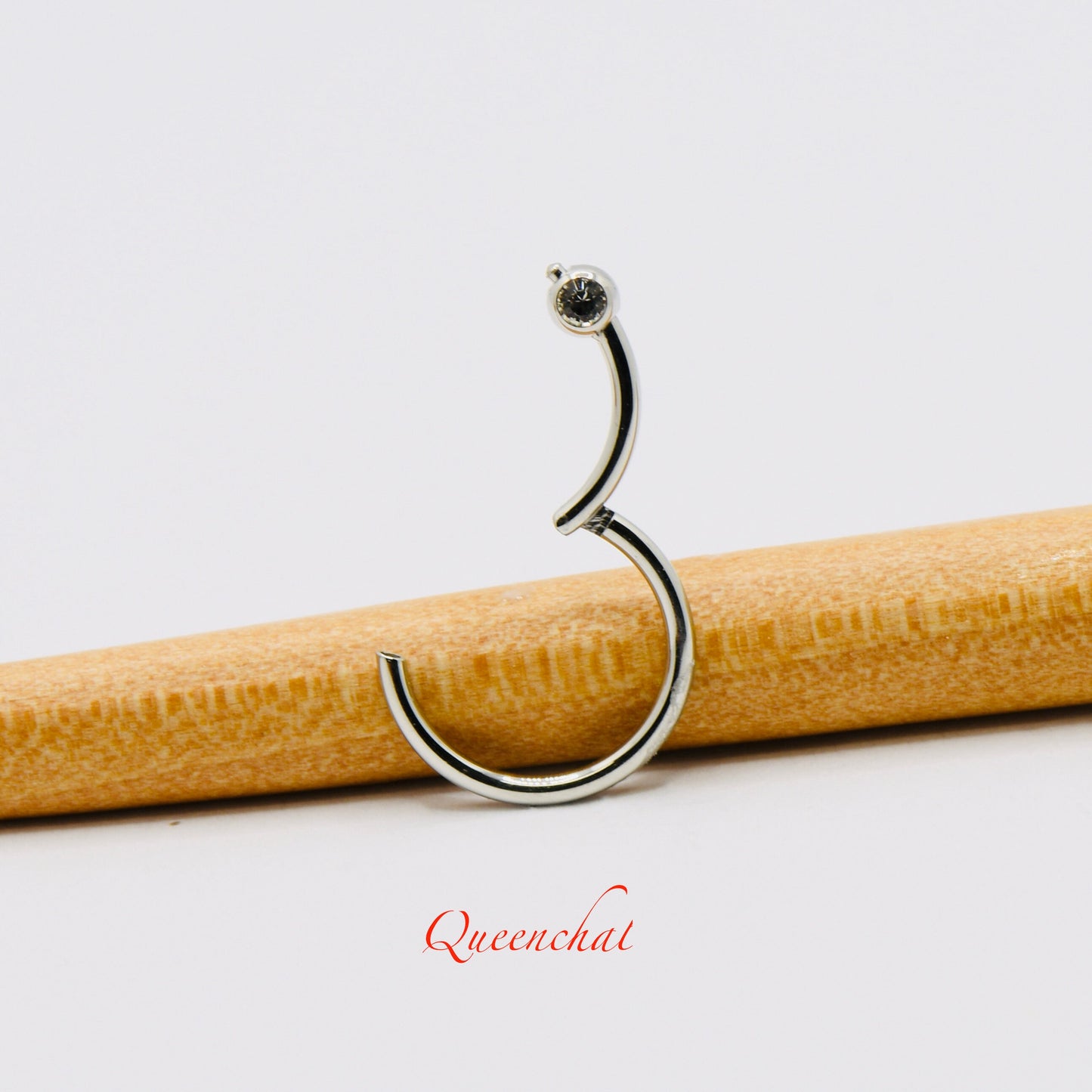 16G 316L Surgical Steel Segment Ring With a CZ Bead Hinged Clicker Helix, Conch, Septum Ring BCR Shaped Segment Ring