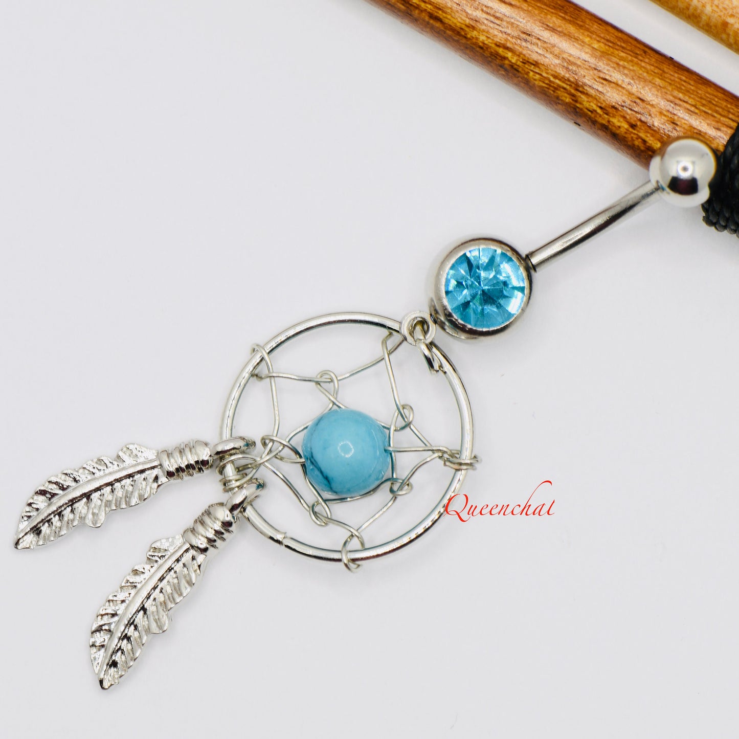 3 Bars of 14G 316L Surgical Steel Dream Catcher Dangling Belly Bar Navel Rings