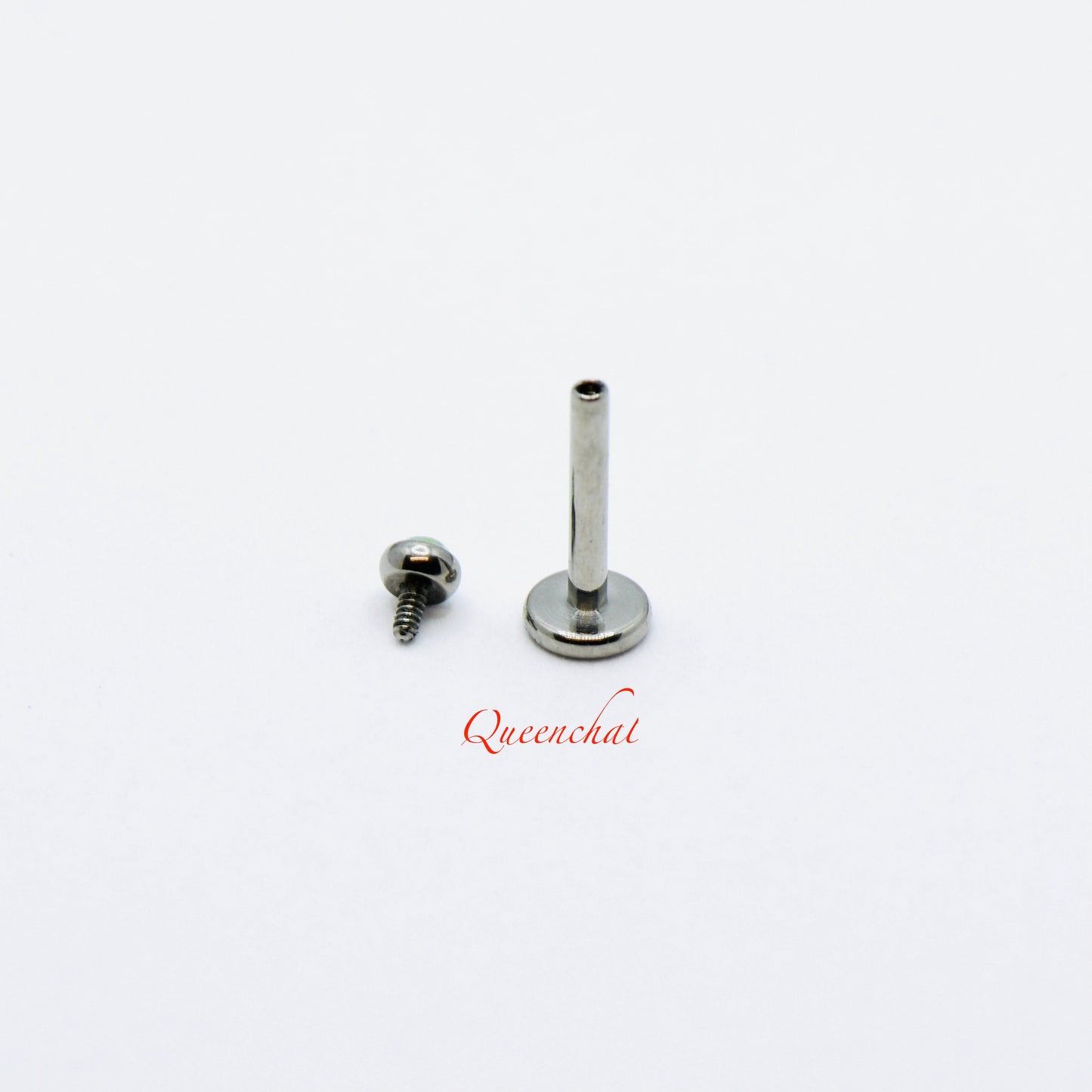 16G, F136 Titanium OP11 Green Opal Bezel Set Internally Threaded Labret 8mm