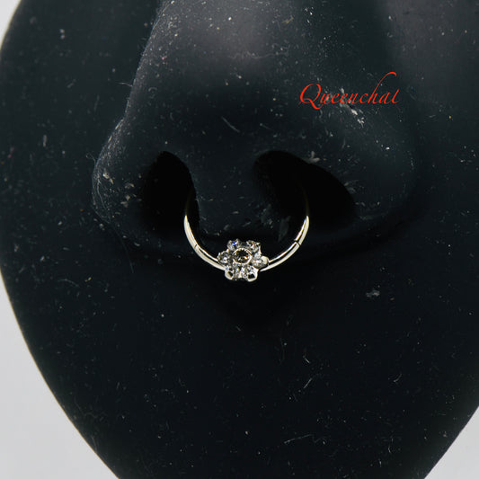 316L Surgical Steel 16G Flower Nose Ring Septum Clicker Cartilage Ring Hinged Segment Ring