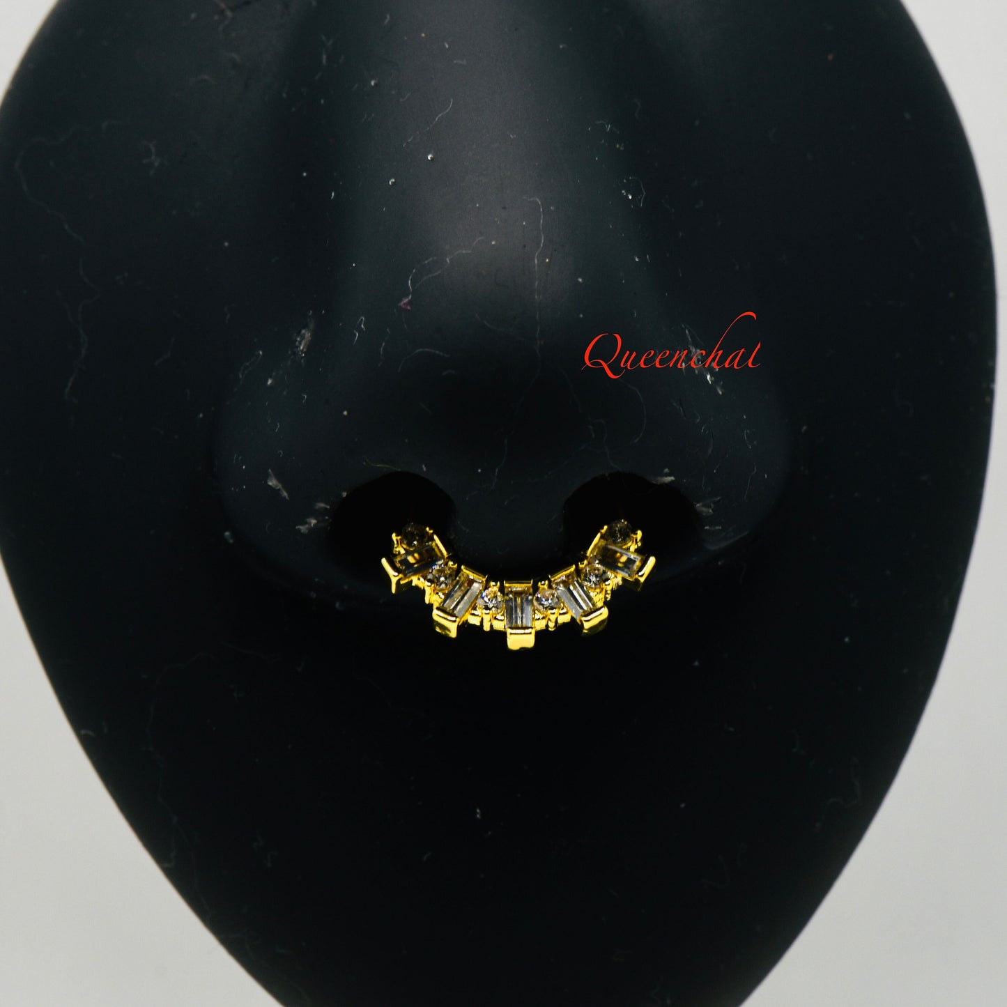 16G 316L S/S Crystal Square Petal Hinged Gold Segment Ring Septum Ring Nose Ring