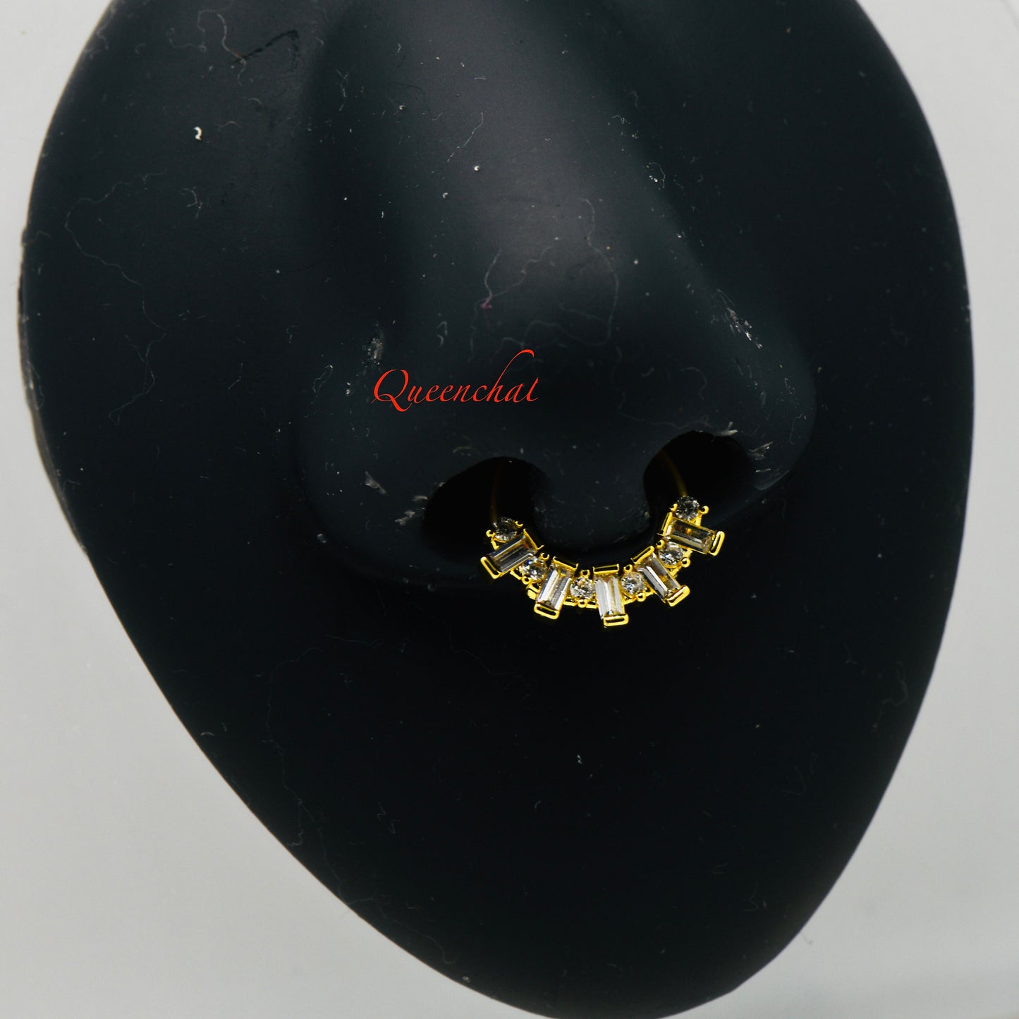 16G 316L S/S Crystal Square Petal Hinged Gold Segment Ring Septum Ring Nose Ring