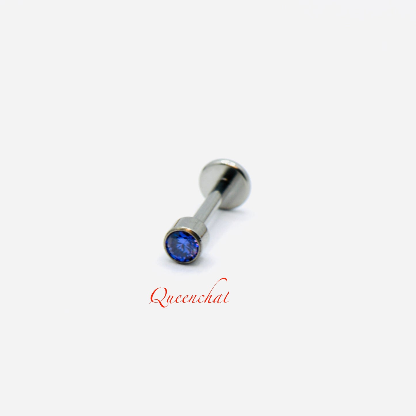 F136 Titanium 16G Drum Shape Labret With Purple CZ Internally Threaded Labret Stud Earring