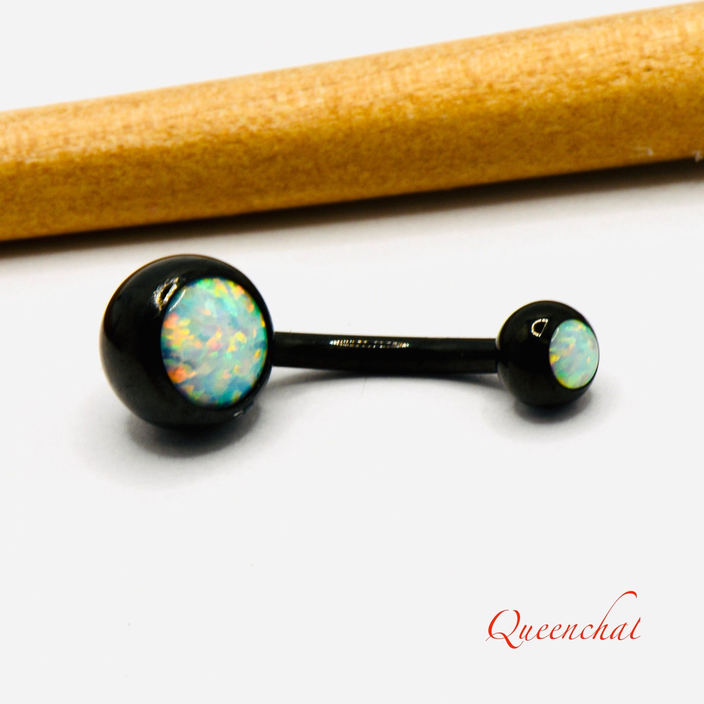 F136 Titanium 14G Opal Belly Bars Internally Threaded Double Opal Navel Piercing Bar 11mm Bar