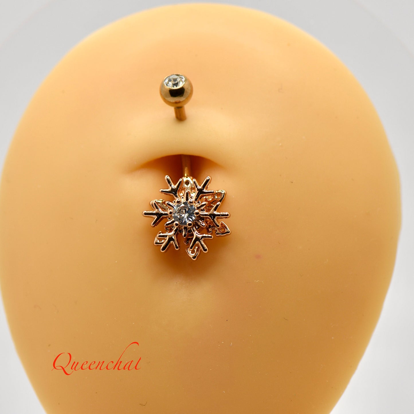 14G 316L Surgical Steel Spinning Snowflake Belly Bar