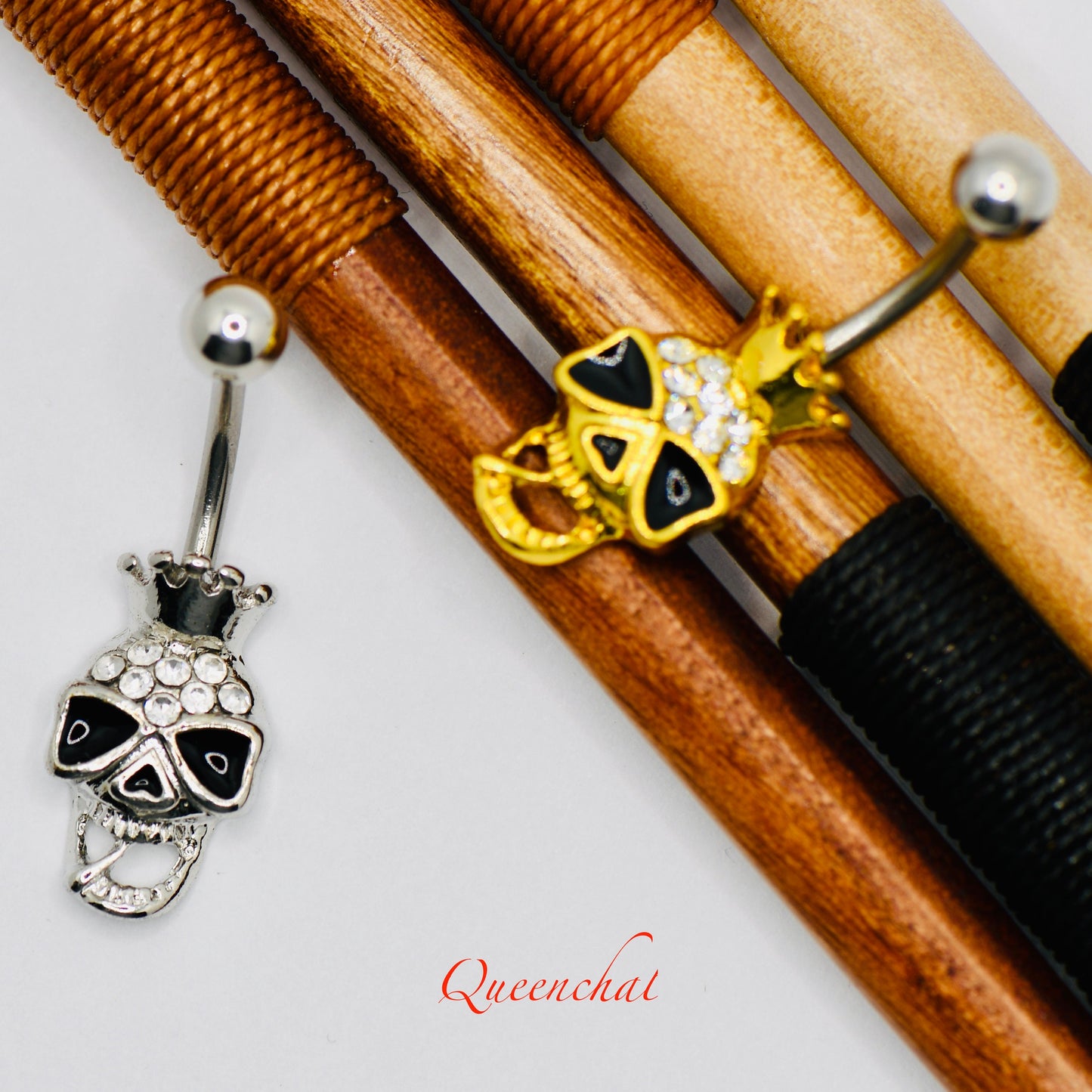 14G 316L Surgical Steel Hallowe'en Skeleton Spooky Belly Bar
