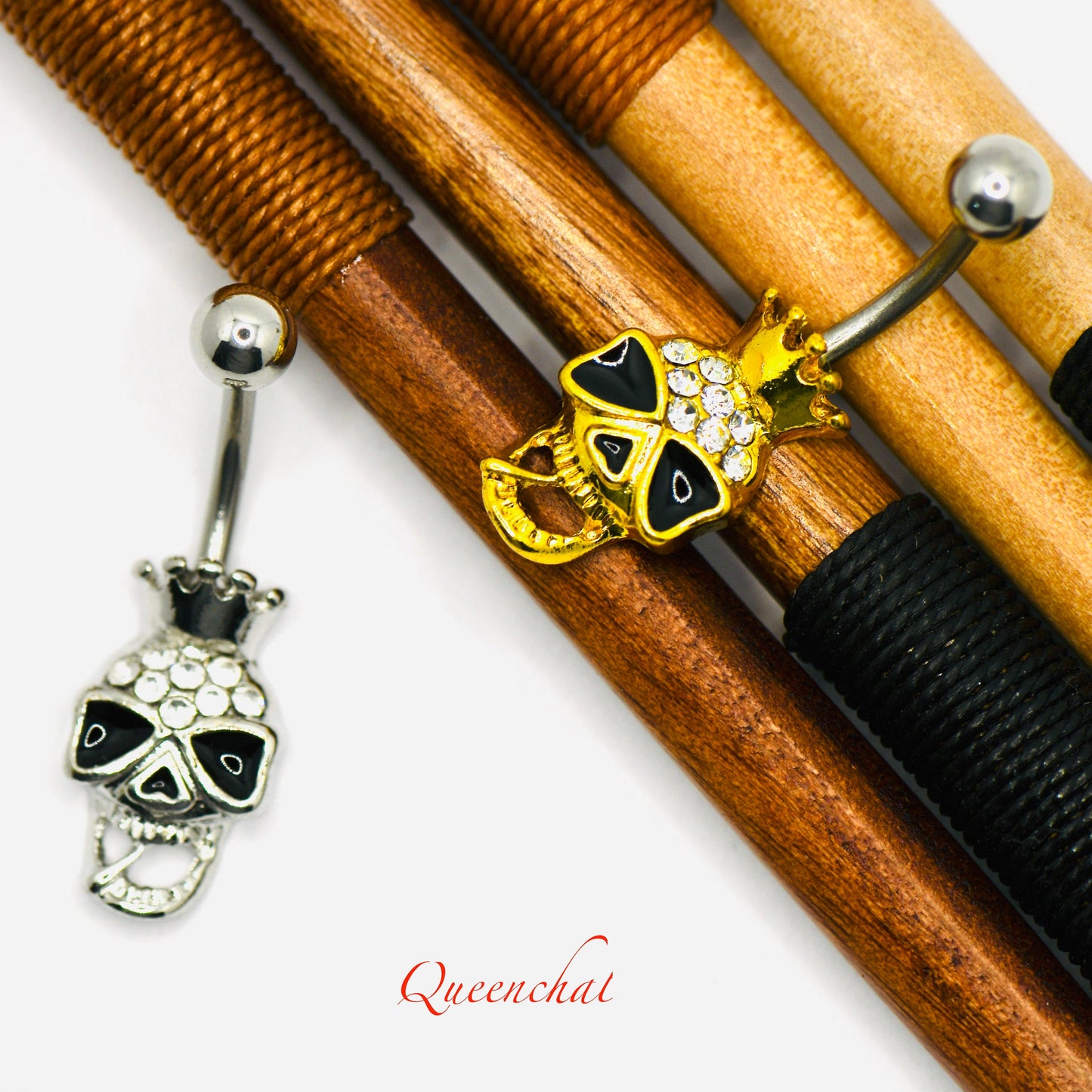 14G 316L Surgical Steel Hallowe'en Skeleton Spooky Belly Bar