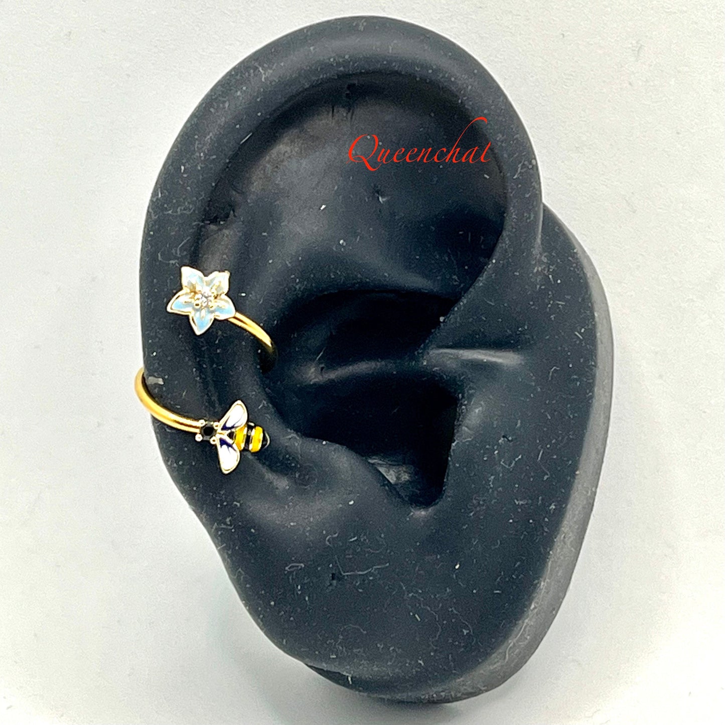 Twisted Conch Earring 316L S/S Bee, Flower, Amethyst 16G Twist Lip Spiral Ring Belly Bars Cartilage Earring Piercing Jewellery