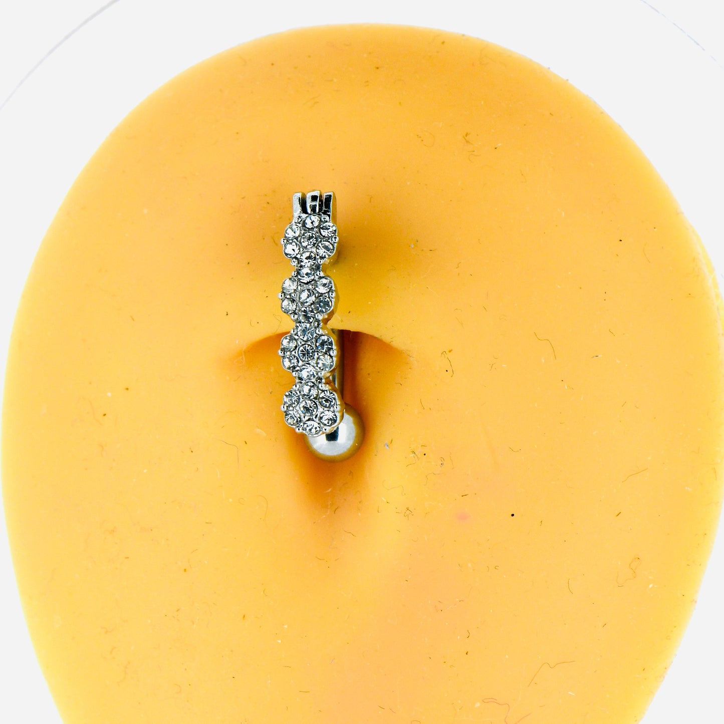 14G Sparkling Flowers Up Side Down Belly Bar, Navel Ring