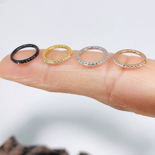 316L Surgical Steel 16G CZ micro pave Segment Ring Hinged Septum Clicker Ring Conch Tragus Helix Hoop