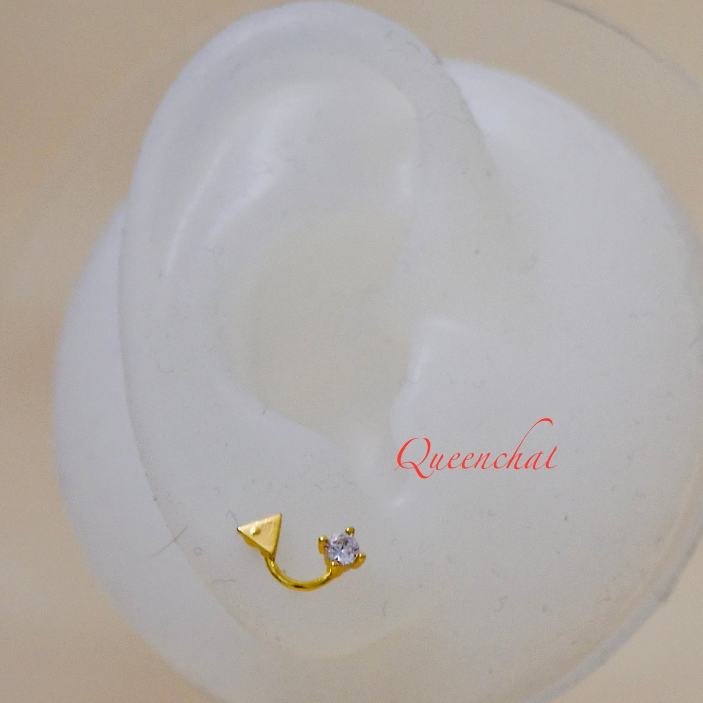 16G 316L Surgical Steel Triangle And Crystal Curve Design Stud Earring, Cartilage Stud Body Piercing Jewellery