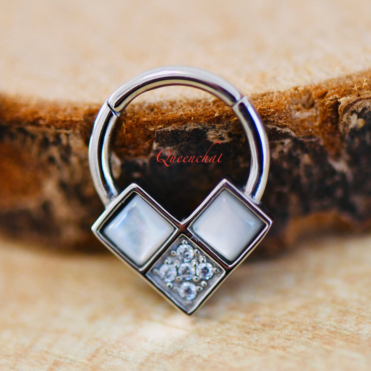 16G 316L Surgical Steel Septum Ring With White Resin Designs Hinged Segment Ring 8mm Nose Ring Septum Ring Daith Ring