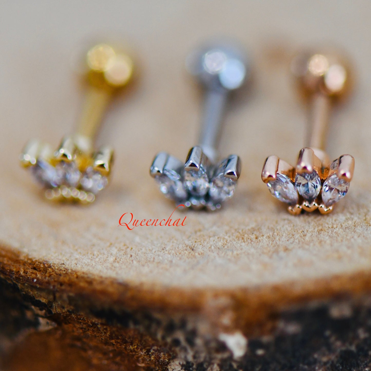 16G 316L Surgical Steel Clear CZ Crown Stud Earring, Cartilage Stud Body Piercing Jewellery Lobe Earring