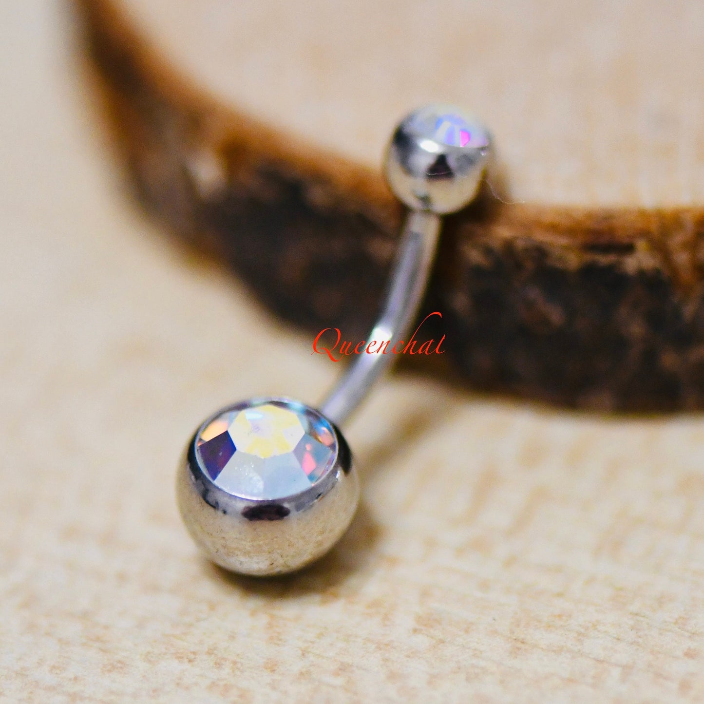 14G 316L Surgical Steel Double Jewelled Belly Bar Double Gem Navel Ring Belly Button Bar Silver Belly Bar