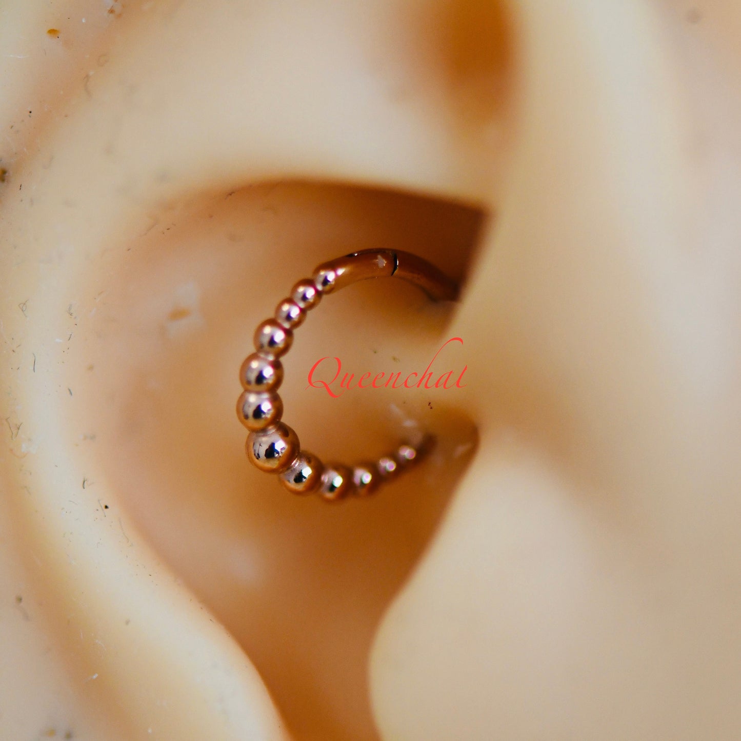 16G 316L Surgical Steel Spiral, Beaded Segment ring Hinged Septum Clicker Nose Ring 8mm Gold, Rose Gold