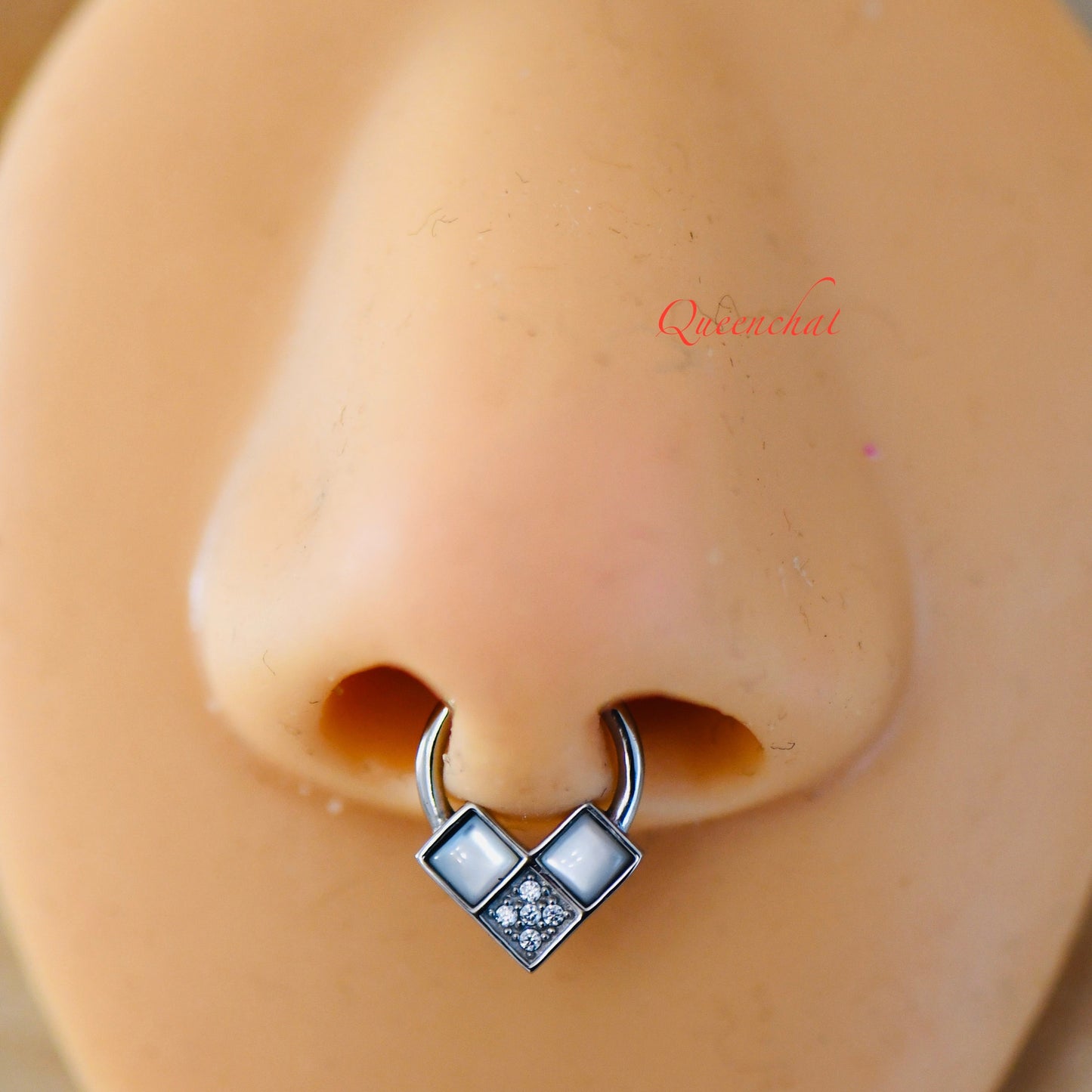 16G 316L Surgical Steel Septum Ring With White Resin Designs Hinged Segment Ring 8mm Nose Ring Septum Ring Daith Ring