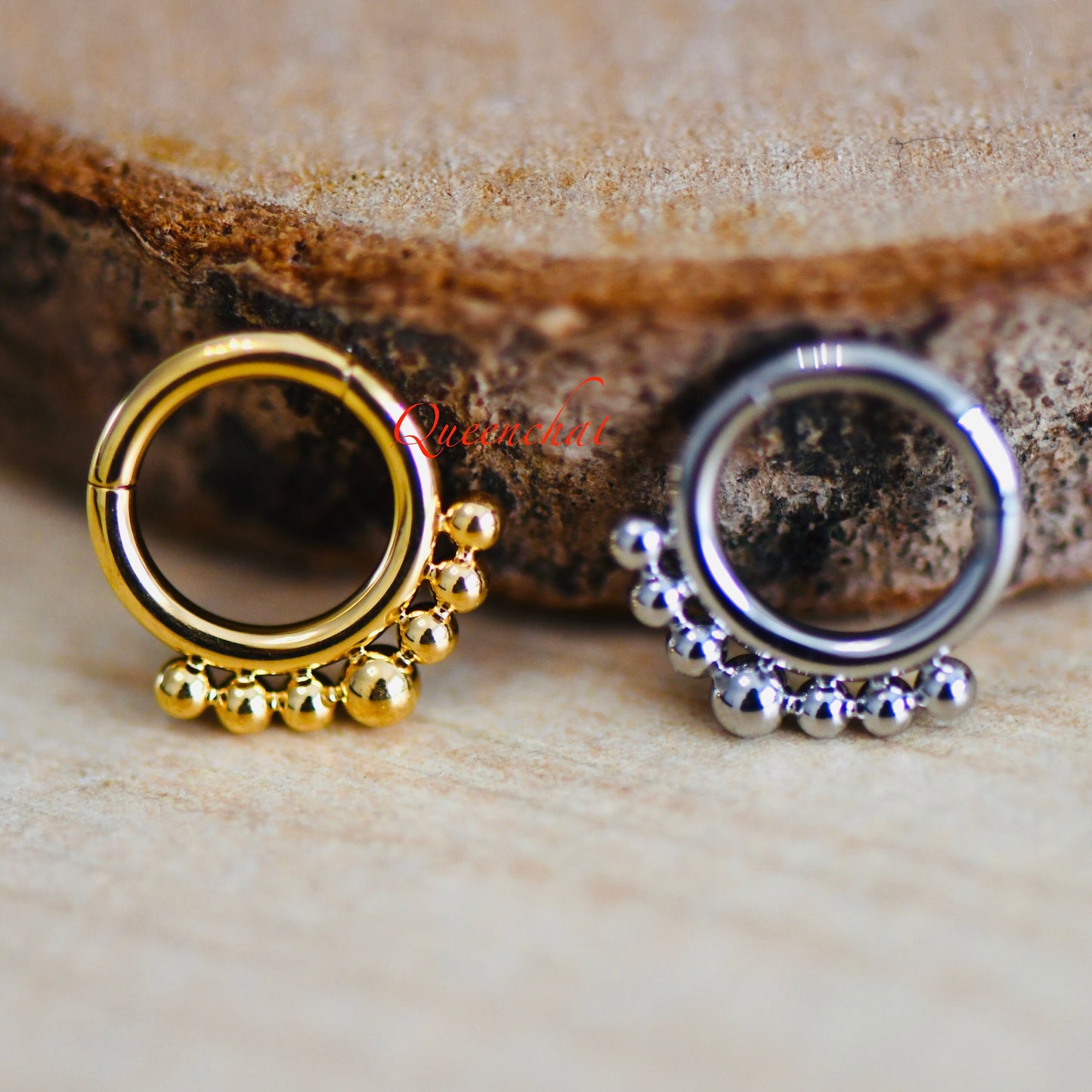 16G 316L S/S Beaded Design Hinged Segment Ring Septum Ring Nose Ring Daith Ring 6mm