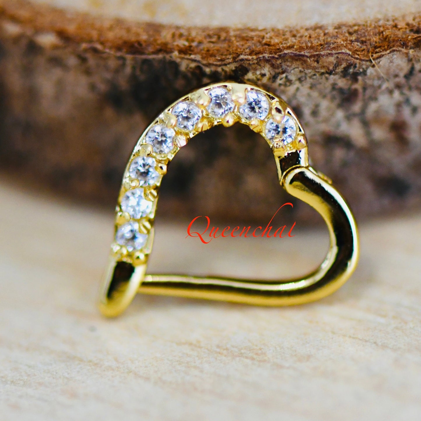 16G 316L Surgical Steel Clear CZ Pave Septum Heart Segment Cartilage Piercing Earring Gold Silver Black Rainbow Heart Clicker Daith Ring