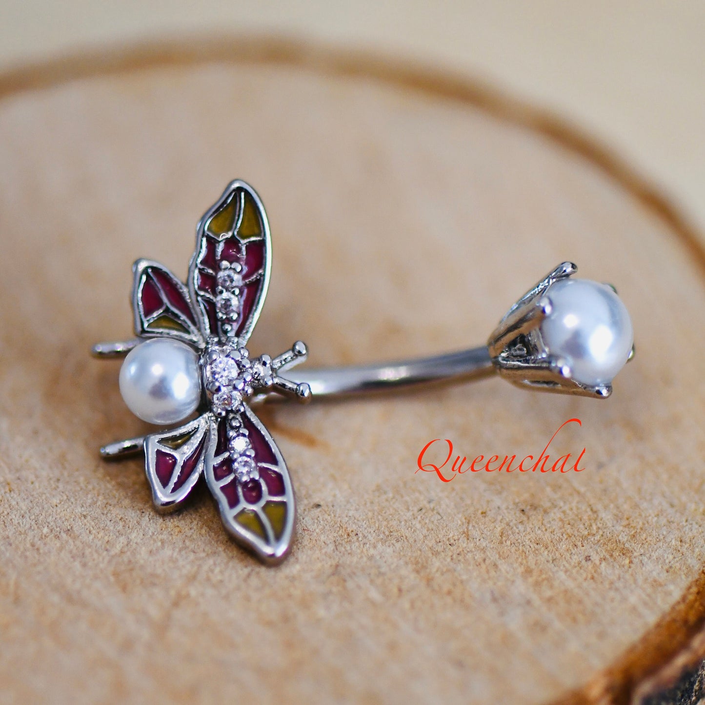 14G 316L Surgical Steel Dragon Fly, Butterfly Belly Bar
