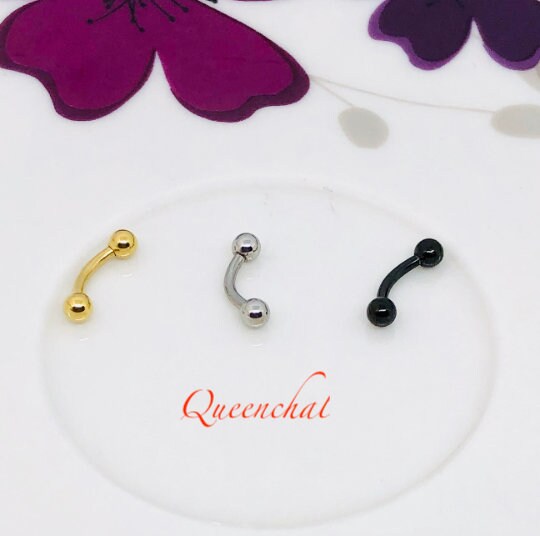 16G 316L Surgical Steel Curved Eyebrow Barbell, Daith, Tragus, Bridging Bar, Curved Barbell
