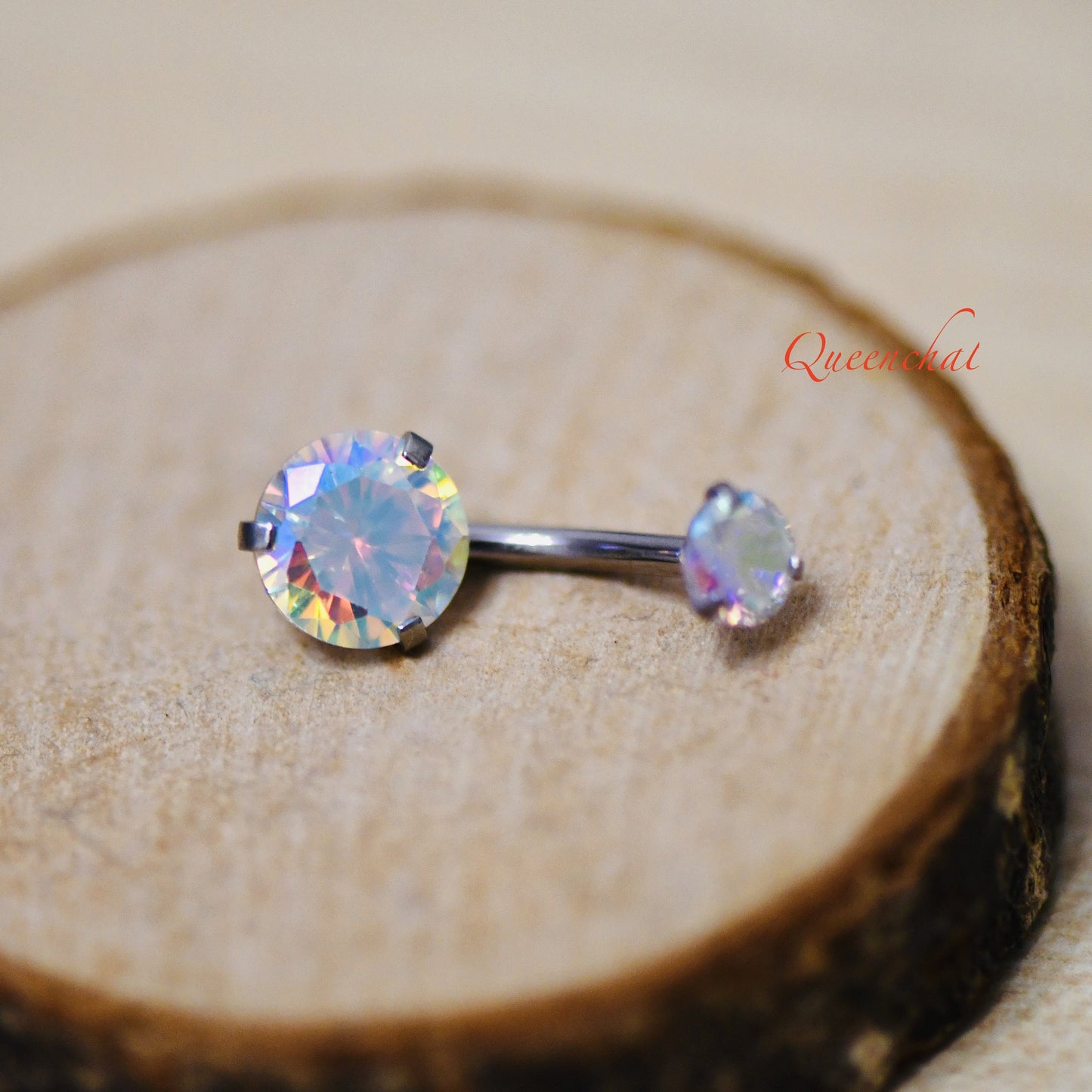 316L Surgical Steel 14G Aurora Borealis Belly Bar, Navel Ring Belly Piercing Jewellery