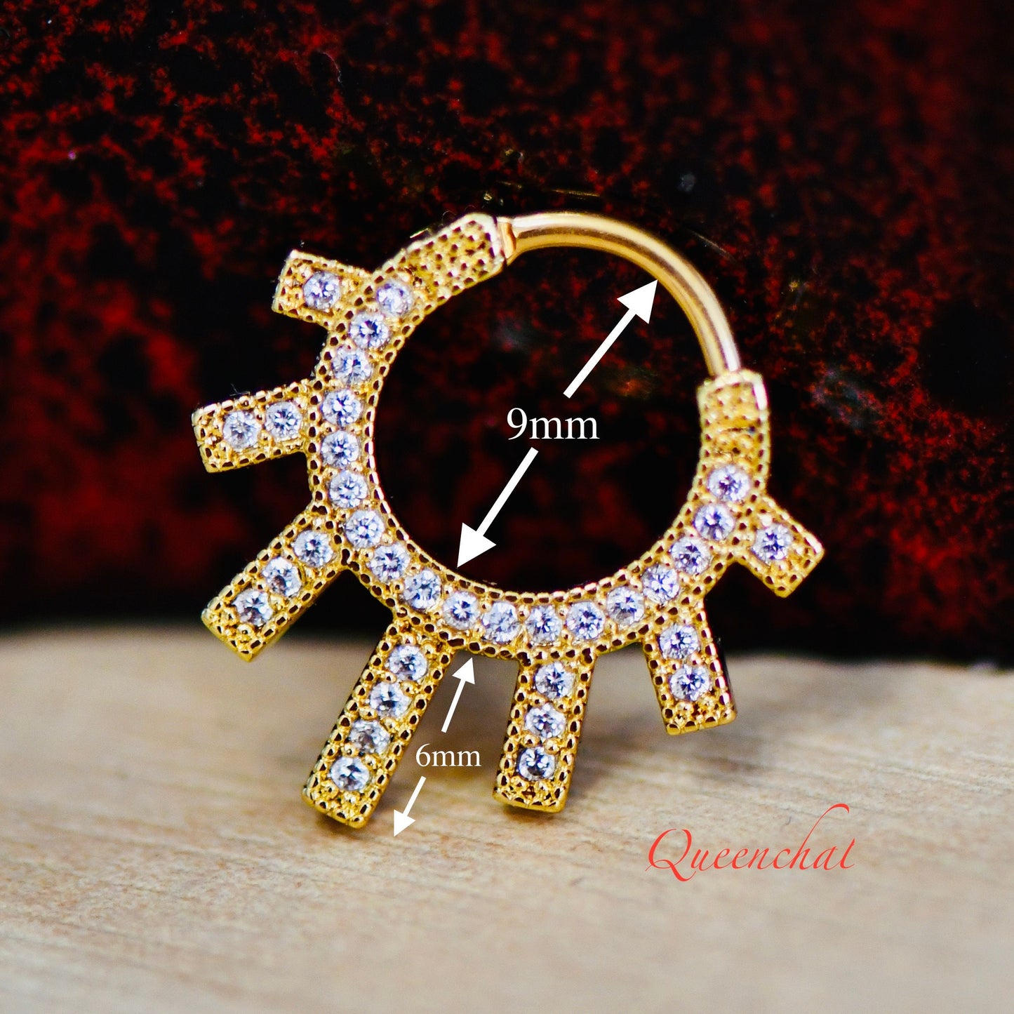 16G 316L Surgical Steel Sun Rays Septum Cartilage Piercing Earring Gold Silver Rose gold Clicker Daith Ring Earring 9mm
