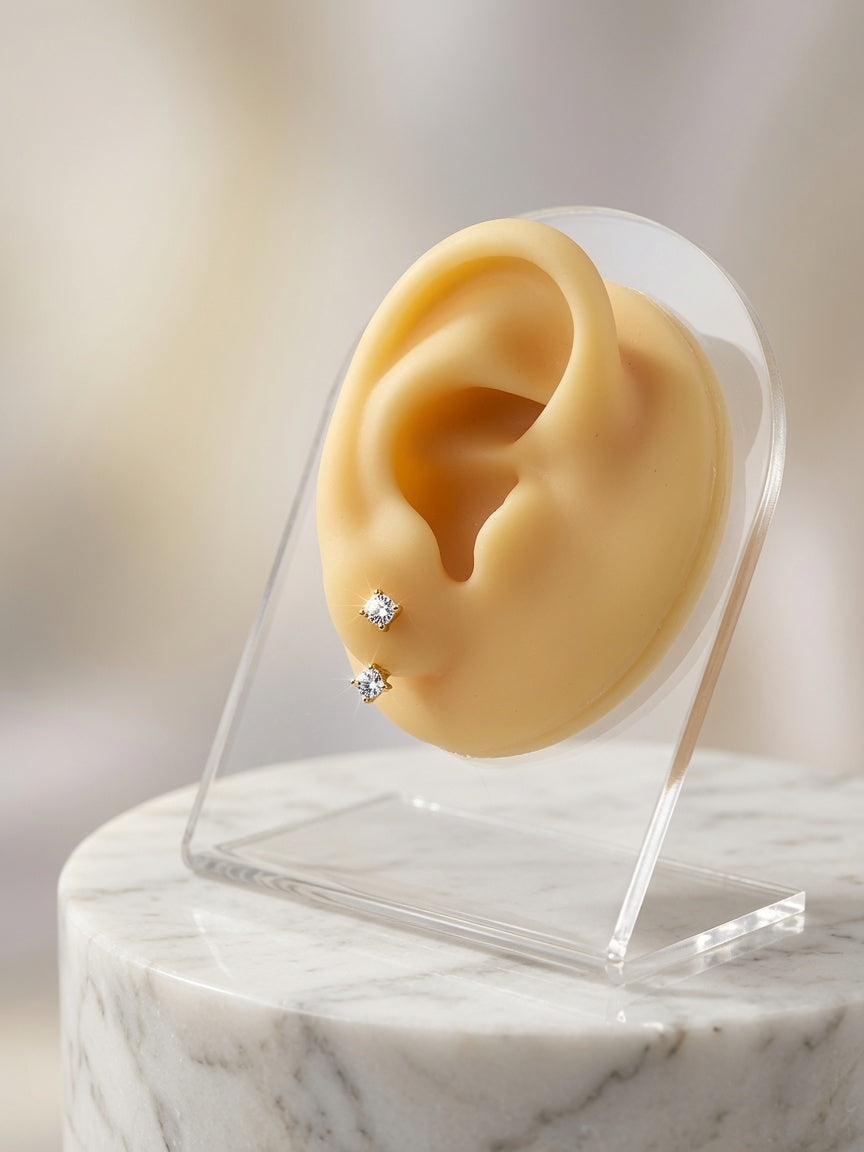 S925 Gold Plated Diamond Ear Jacket Earrings – April Birthstone