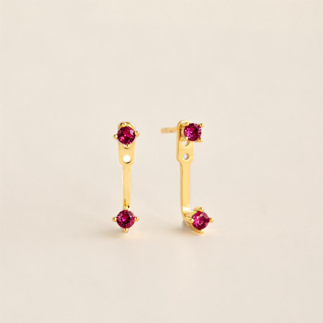 S925 Front Back Ear Jacket Birthstone Earrings