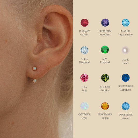 S925 Front Back Ear Jacket Birthstone Earrings