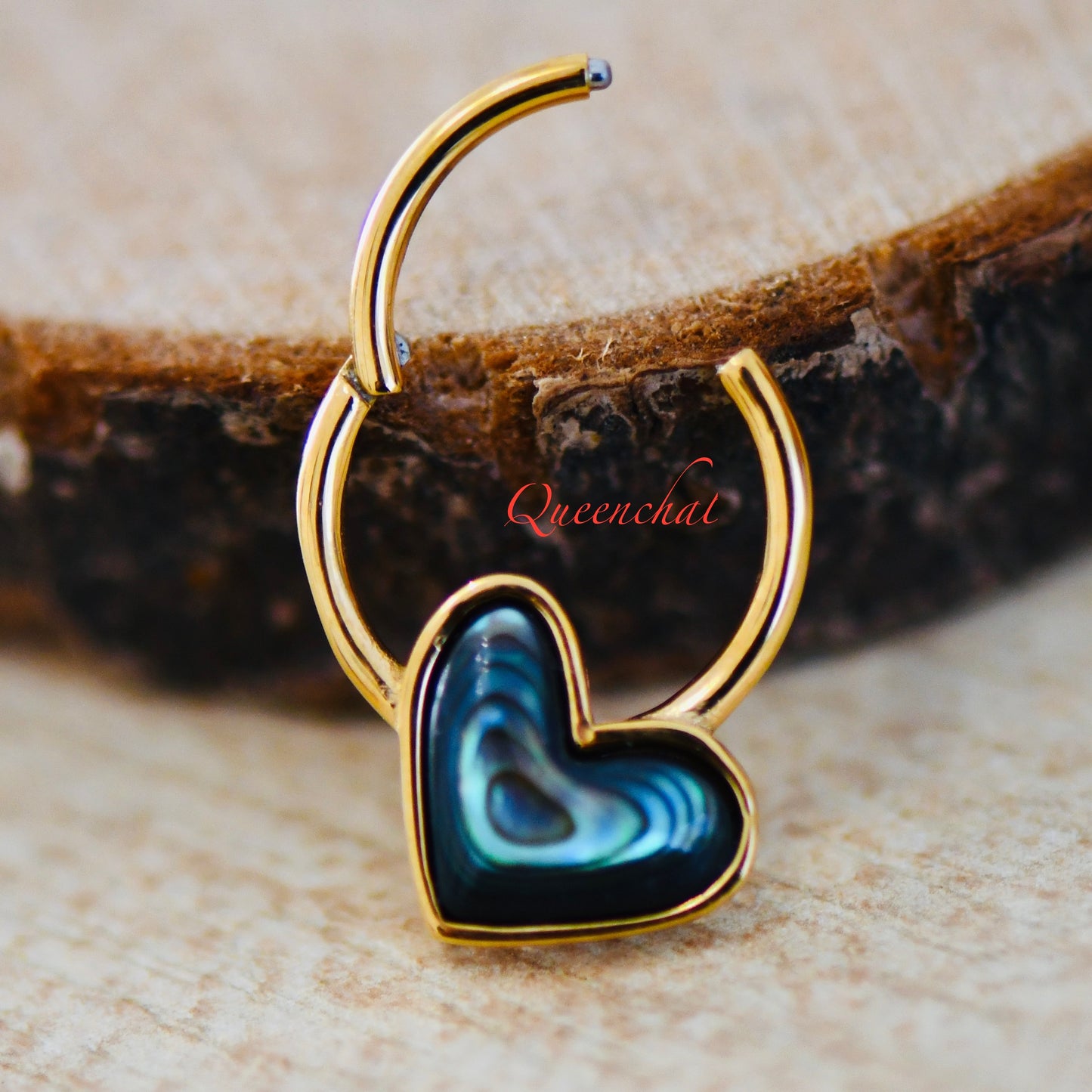 16G 316L Surgical Steel Abalone Heart Septum Ring Cartilage Piercing Daith Ring Earring Gold Clicker Ring 10mm