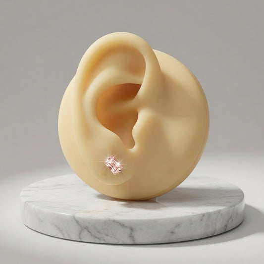 S925 Rose Gold Rectangular CZ Stud Earrings