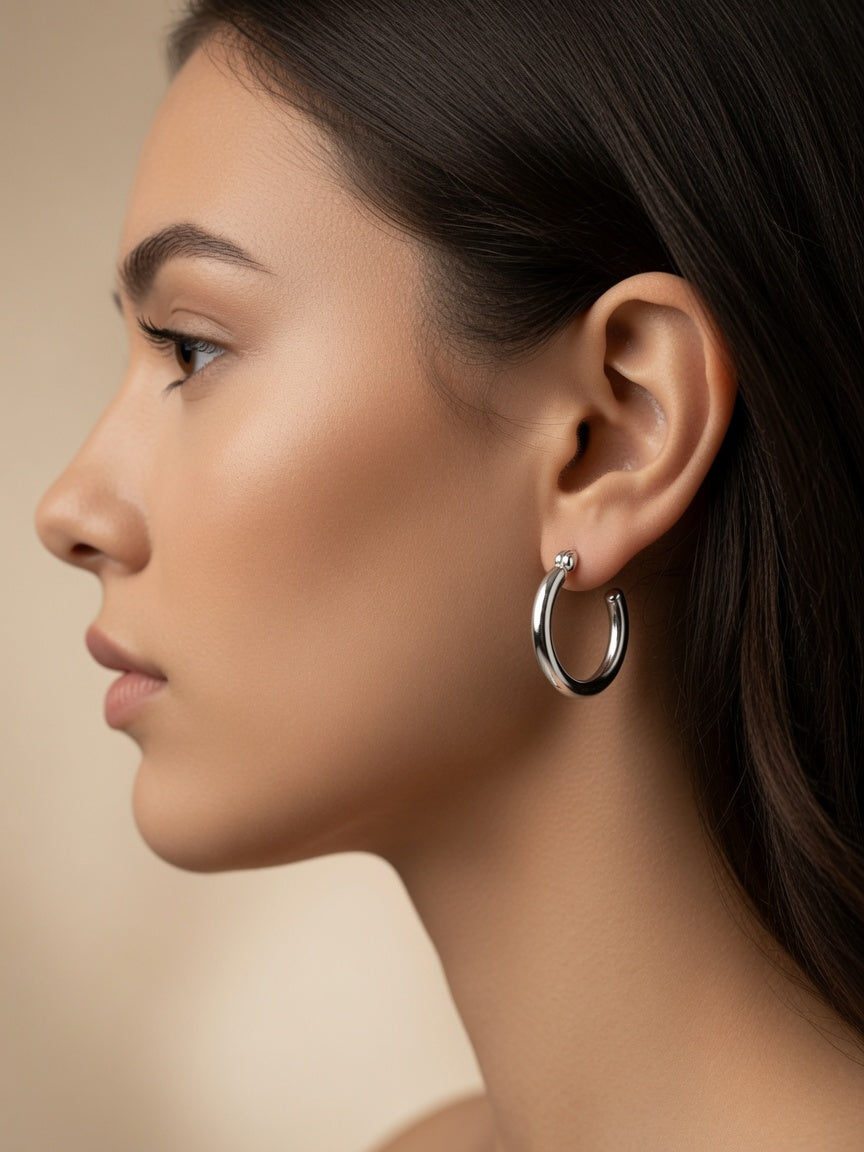 S925 Sterling Silver Classic Hoop Earrings