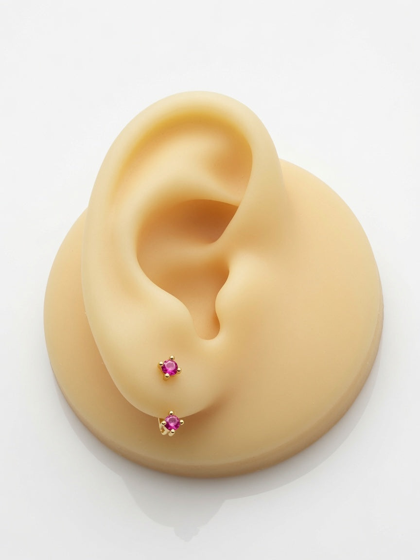 S925 Gold Plated Ruby Ear Jacket Earrings – July Birthstone