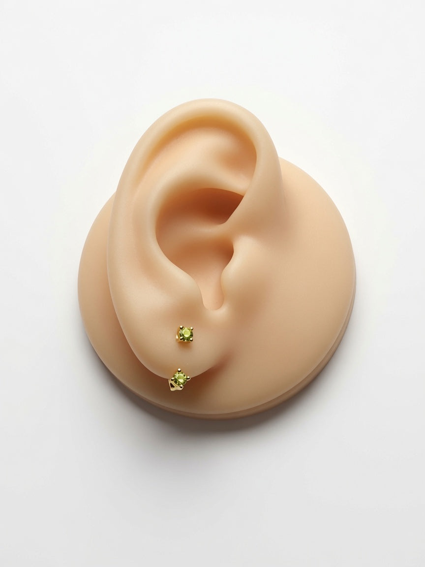 S925 Gold Plated Peridot Ear Jacket Earrings – August Birthstone