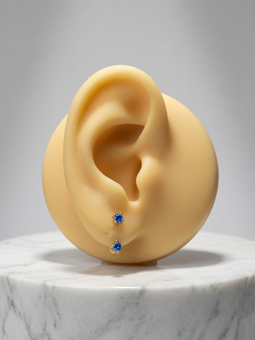S925 Gold Plated Blue Topaz Ear Jacket Earrings – December Birthstone