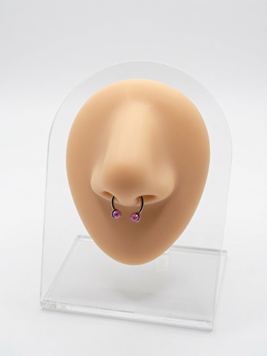 Titanium Rose Gold Internally Threaded Opal Septum Ring – 16G (1.2mm)