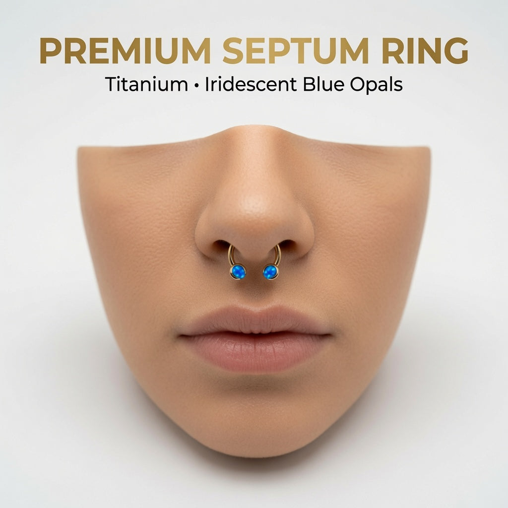 Titanium Rose Gold Internally Threaded Opal Septum Ring – 16G (1.2mm)