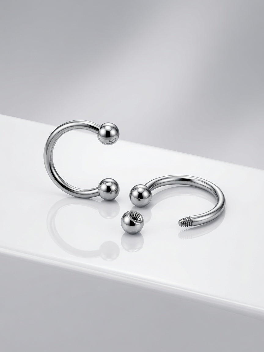 Titanium Horseshoe Septum Ring – Externally Threaded – 16G (1.2mm)