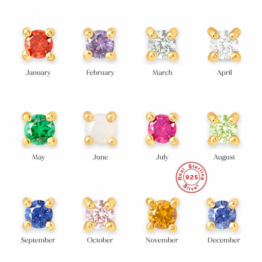 S925 Birthstone Stud Earrings