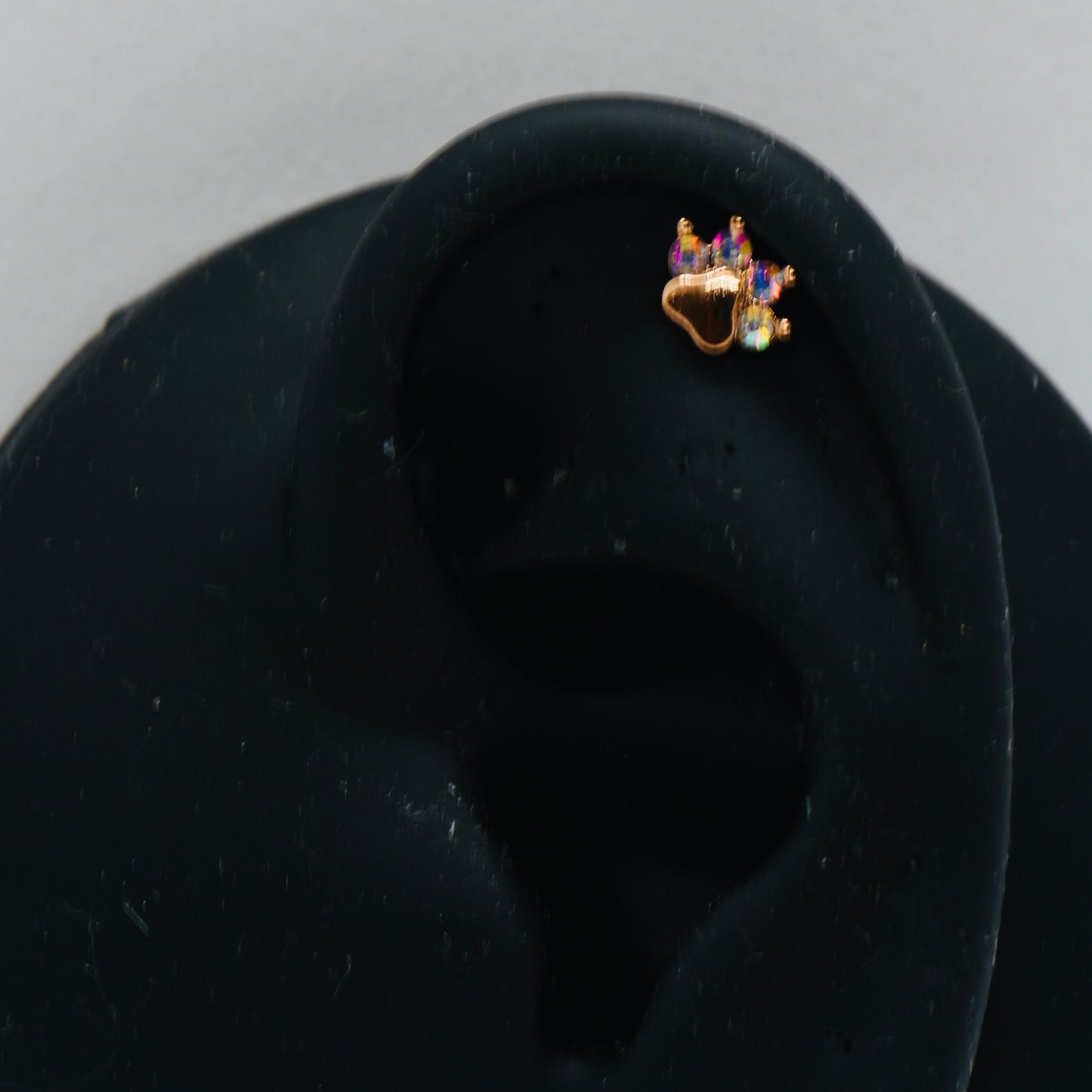 16G 316L Surgical Steel Pet Paw Stud Earring With AB CZ