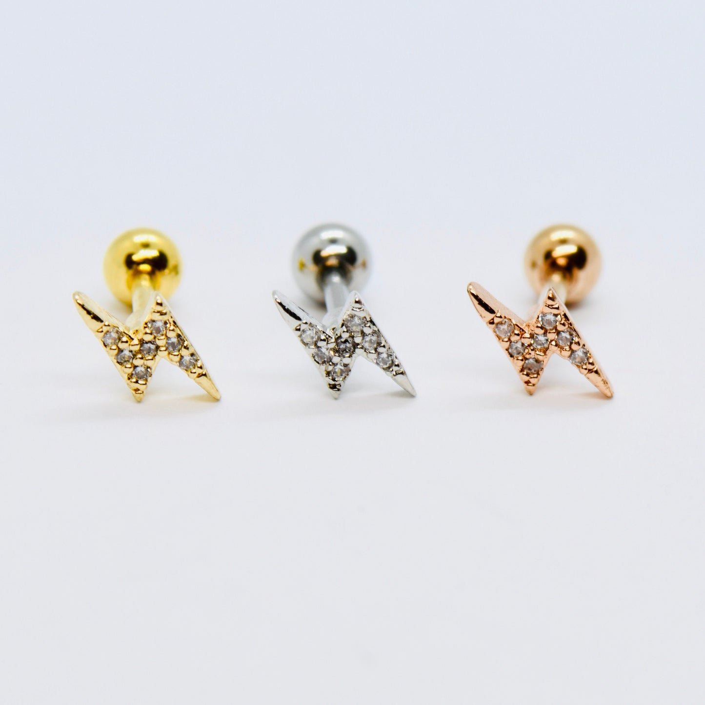 16G 316L Surgical Steel Lighting Bolt Stud Earring Nose Stud