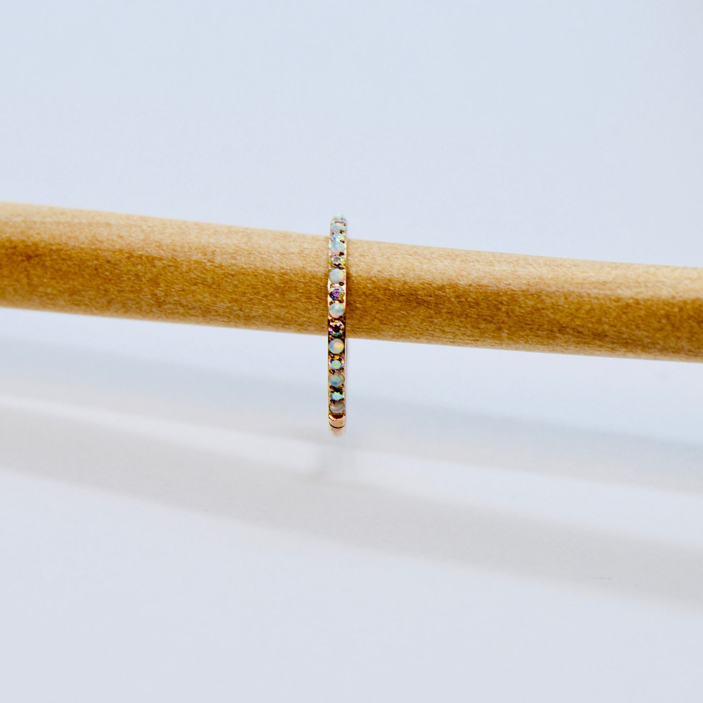 316L Surgical Steel 16G White Opal & AB CZ Segment Ring Rose Gold 12mm